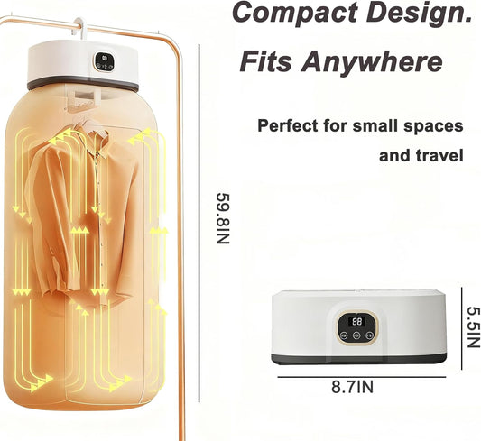 Portable Clothes Dryer | Mini Dryer for Clothes | Portable Dryer for Apartments - Compact, Multi-Scenario Use for Travel, Apartment, Hotel, Studio, Home